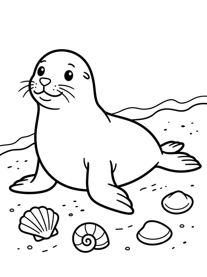 Seelöwe und Muscheln
