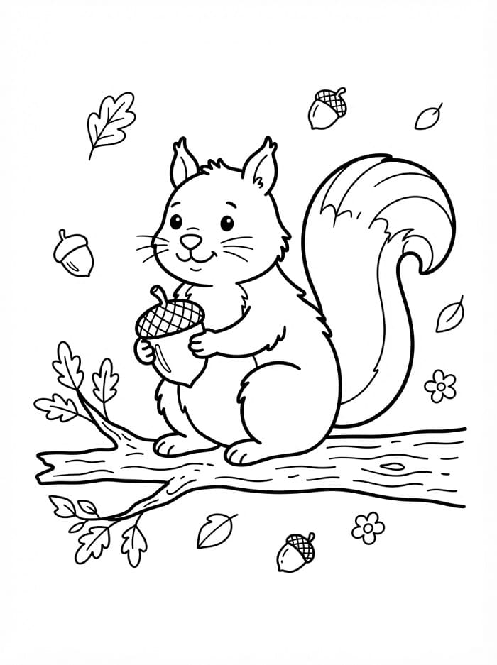 Eichhörnchen hält Eichel