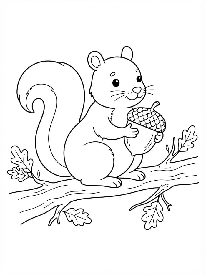 Eichhörnchen mit Eichel