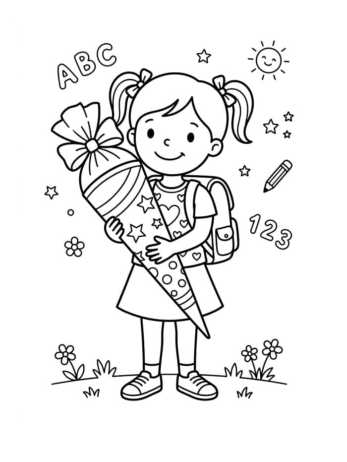 Kleines Mädchen und Schultüte
