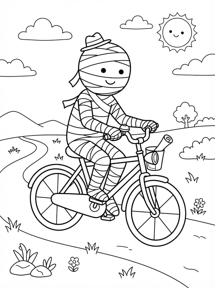 Mumie fährt Fahrrad