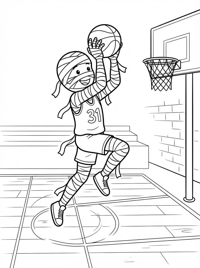 Mumie spielt Basketball