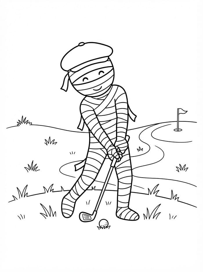 Mumie spielt Golf
