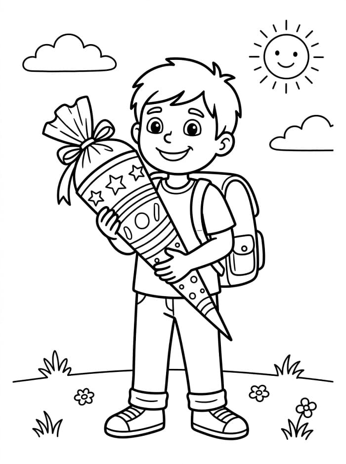 Schüler mit Schultüte