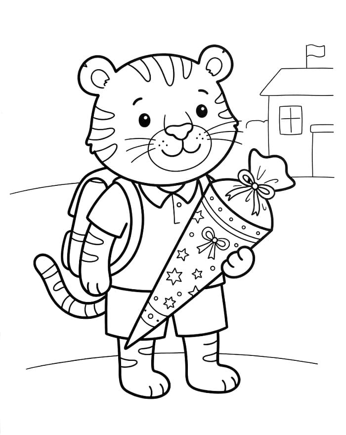 Tiger mit Schultüte